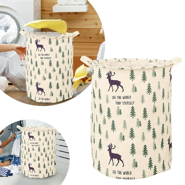 SIfdSeng Get it Fast Patterned Linen Laundry Hamper Without Lid Large Open Top Stylish and Breathable Fabric for Bedroom Or Bathroom Easy and Durable Design