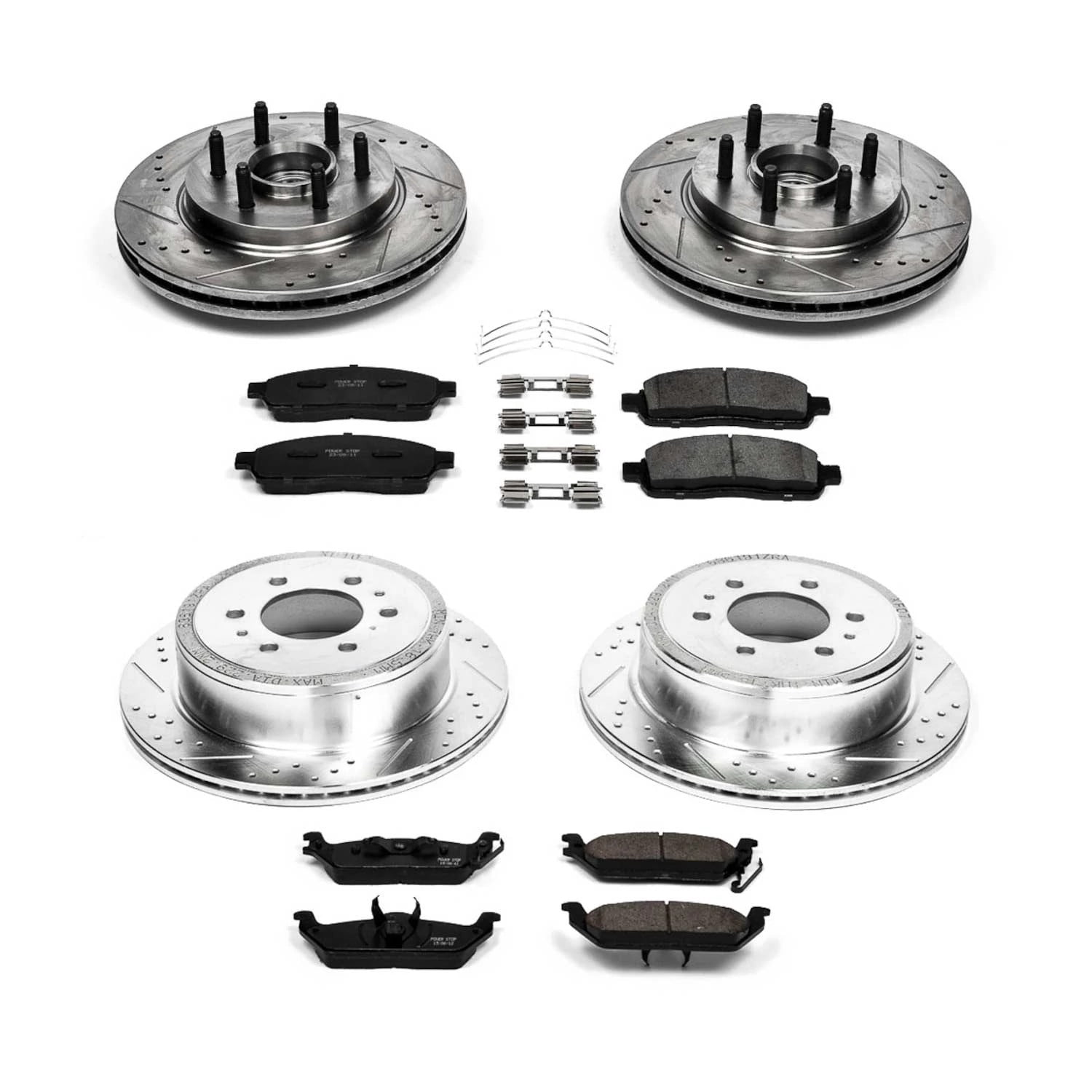PowerStop Front and Rear Z23 Evolution Sport Carbon-Fiber Ceramic Brake Pad and Drilled & Slotted Rotor Kit Fits: FORD LINCOLN Select Models K1940