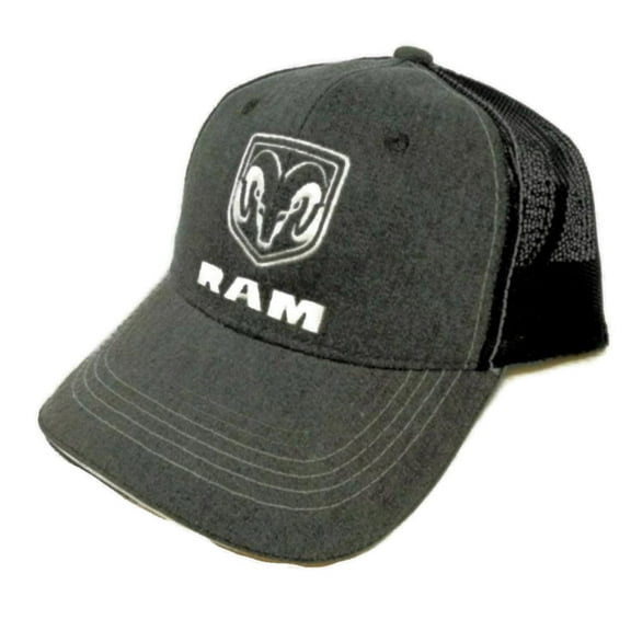 RAM Logo Hat Dark Gray Denium Black Mesh Trucker Adjustable Cap 201