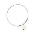 thumbnail image 2 of 8 inch Round Double Loop Bangle Bracelet w/ Heart medal charm w/ December Blue Swarovski Crystal, 2 of 3