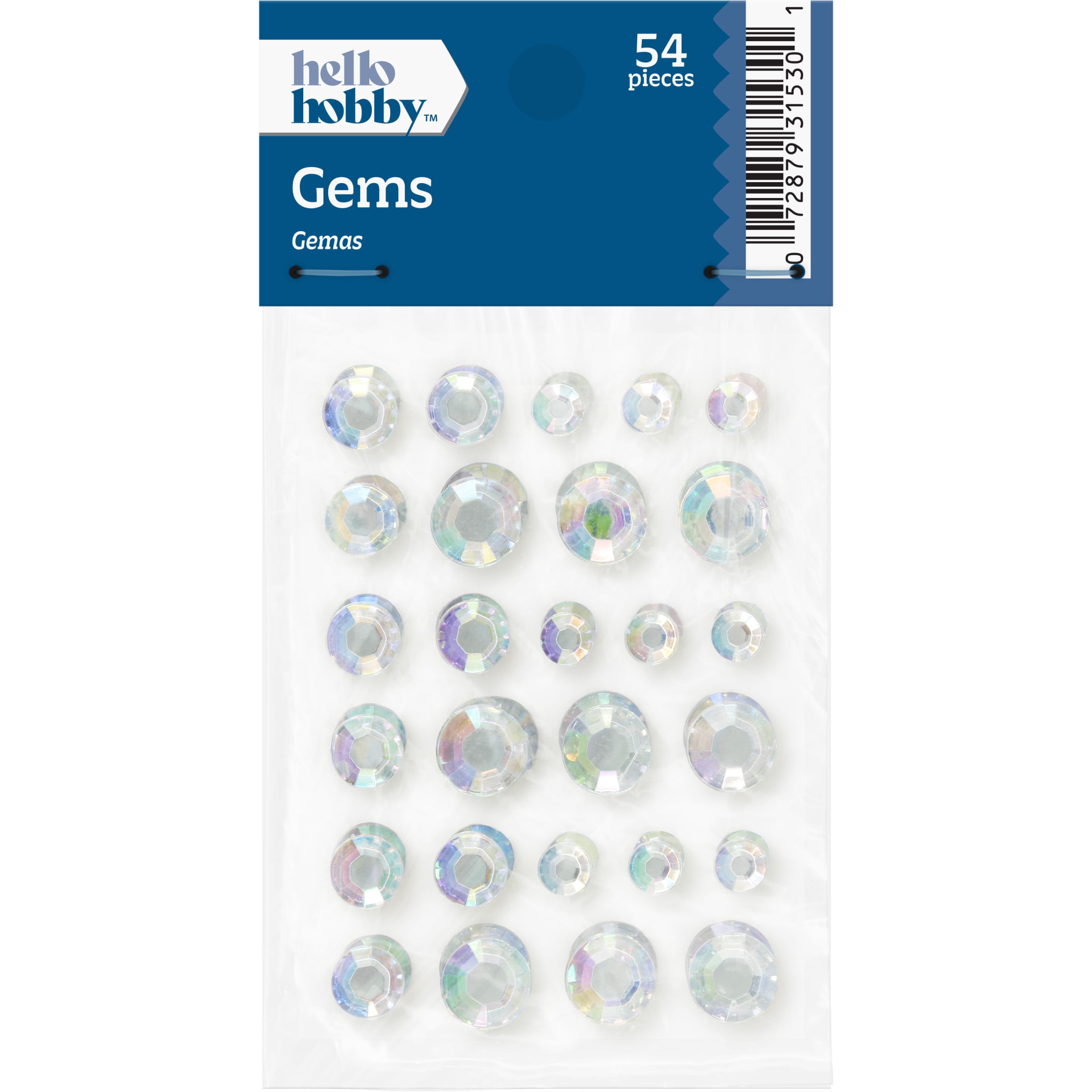 Hello Hobby Accessories Adhesive Gems Clear, 54 piece