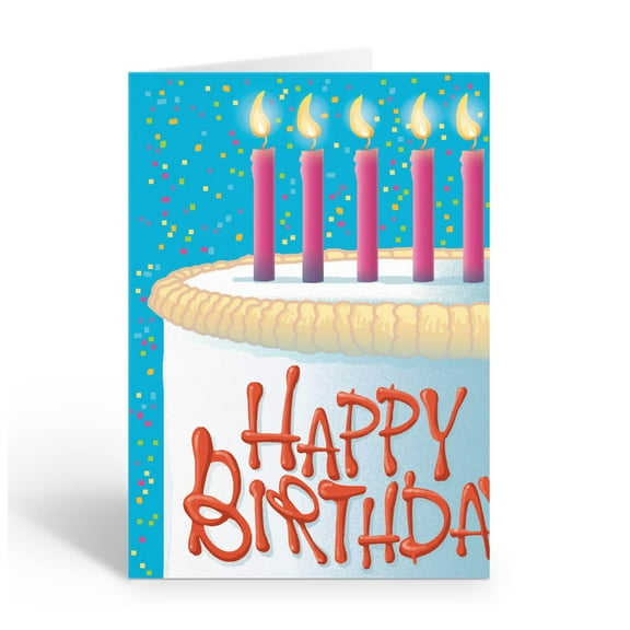 Stonehouse Collection | Festive Happy Birthday Card with Cake & Candles | Envelo