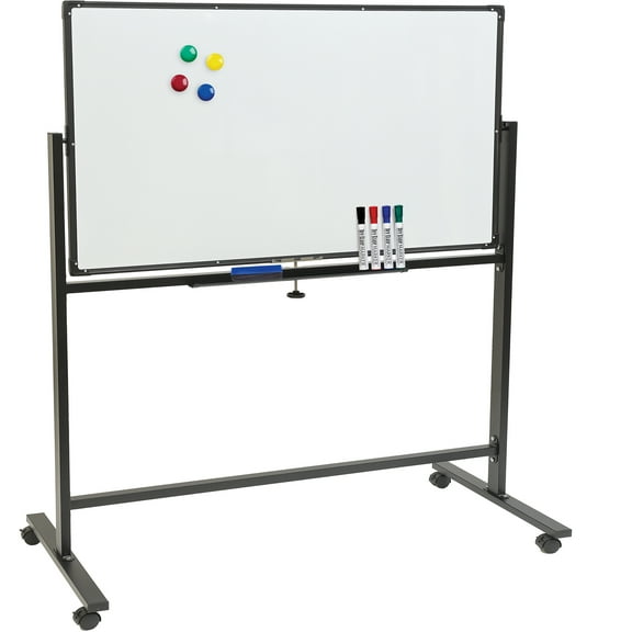 Large Reversible Black 48"x32" White Board on Wheels (Black)