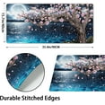 thumbnail image 2 of Japanese Pink Floral Gaming Mouse Pad XXL Sakura Cherry Blossom Magnolia Tree Blue Ocean Moon Night Extended Big Large Desk Mat Non-Slip Rubber Base Stitched Edge Long Keyboard Mousepad 35.4×15.7 in, 2 of 6