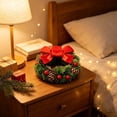 thumbnail image 3 of LOWLHOME 8" Artificial Pine Needle Christmas Wreath, Mini Christmas Wreathes with Red Velvet Bow, Farmhouse Red Berry Wreath for Holiday Xmas Party Decorations, 3 of 5