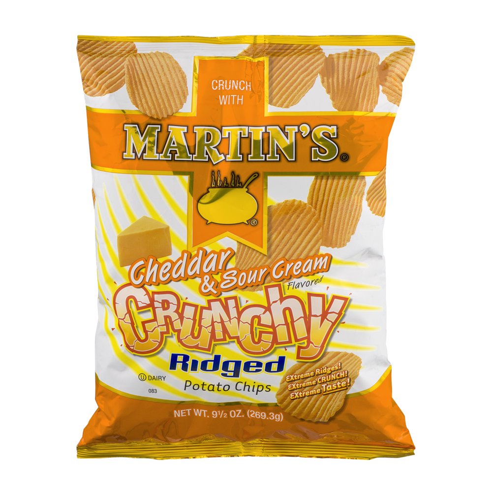 Martin's Cheddar & Sour Cream Crunchy Ridged Potato Chips, 9.5 Oz