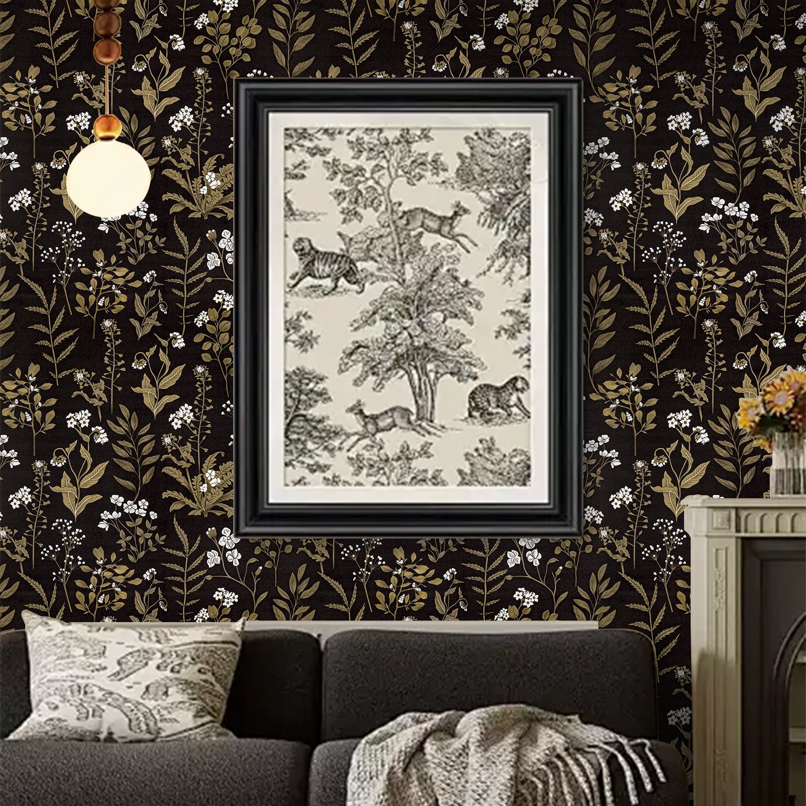 Abyssaly Peel and Stick Wallpaper Leaves Wallpaper 17.7" x 118" Self-adhesive Removable Contact Wall Paper Waterproof for Home Decor Bedroom Living Room Kitchen Countertop Closets