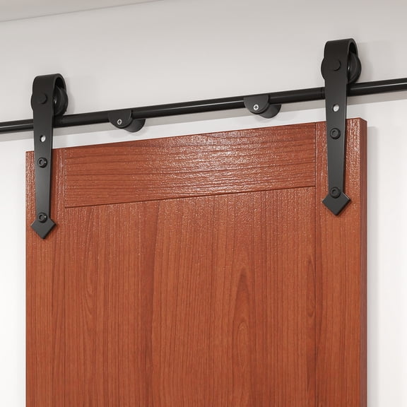 6FT Bypass Barn Door Hardware Kit Heavy Duty Carbon Steel Sliding Track System for Double Doors 32in-36in Wide with Frosted Black Rustproof Rail