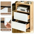 thumbnail image 4 of IVV Modern Minimalist 2-Drawer Bedside Table, Two-Tone Storage Nightstand with Open Shelf, Easy Assembly (Oak+White), 4 of 10