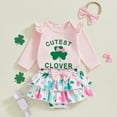 thumbnail image 5 of Youmylove Toddler Baby Girls Clothes Saint Patrick's Day New Girls Clothes Romper Bodysuits Skirt Headbands Cute Three Piece Sets 3-6 Months, 5 of 9