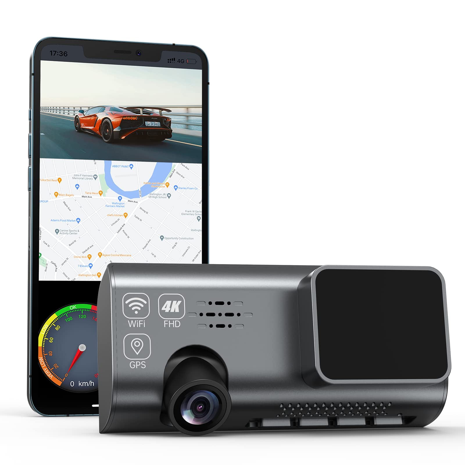 4k Dash Cam Front, Smanic Dash Camera for Cars Built with WiFi GPS 3.16” IPS Screen, Car