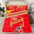 thumbnail image 2 of Feelyou Eat Sleep Sports Twin Sheet Sets, Red Peru Football Helmet Twin Fitted Sheet, Teens Kids Boys Girls Flat Sheet, Breathable Home Decor, 3pcs, 2 of 7