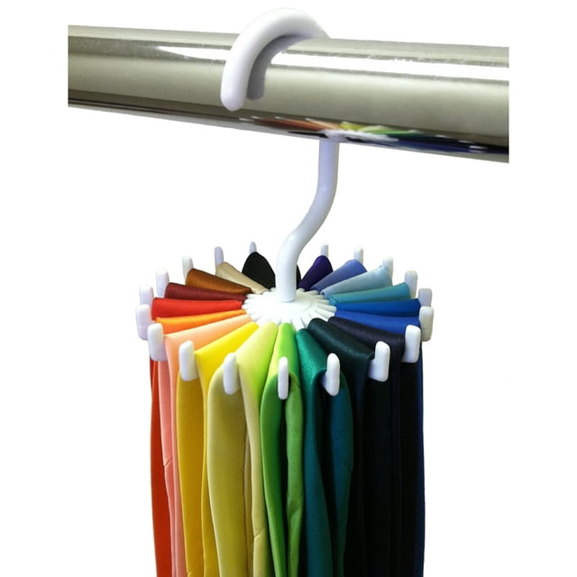 OULII Plastic White Tie Hanger Organizer Rotating Non Slip Closet Rack