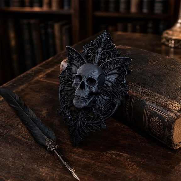 Halloween Skull Wall Decor, Black Framed Skeleton Head Hanging Ornament Gothic Horror Decoration For Door Wall Haunted House Party Props, Spooky Indoor Outdoor Holiday Home Decoration