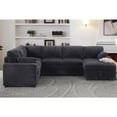 thumbnail image 5 of Oversized Upholstered Corduroy Sleeper Sectional Sofa With Storage Chaise, 5 of 8