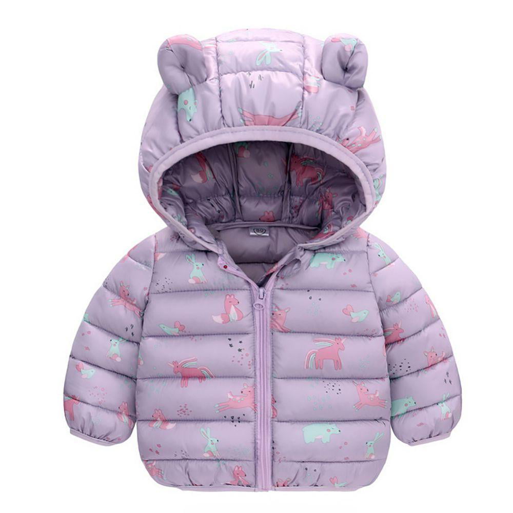 Little Baby Boys Girls Jacket Lightweight Winter Warm Waterproof Windproof Cartoon Ear Hooded Coat Outwear 