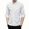 thumbnail image 2 of BiZtdJrK Business Casual Outfits for Men Big and Tall Button Down Lapel Shirts Solid Color Slim Fit Long Sleeve Work Tops with Chest Pocket White XL Back to College Sale, 2 of 3