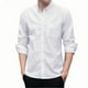 thumbnail image 1 of Blusa y camisa de manga larga con cuello vuelto para hombre, color liso, bolsillos, solapa con botones, blusa de poliéster para hombre, 1 of 2