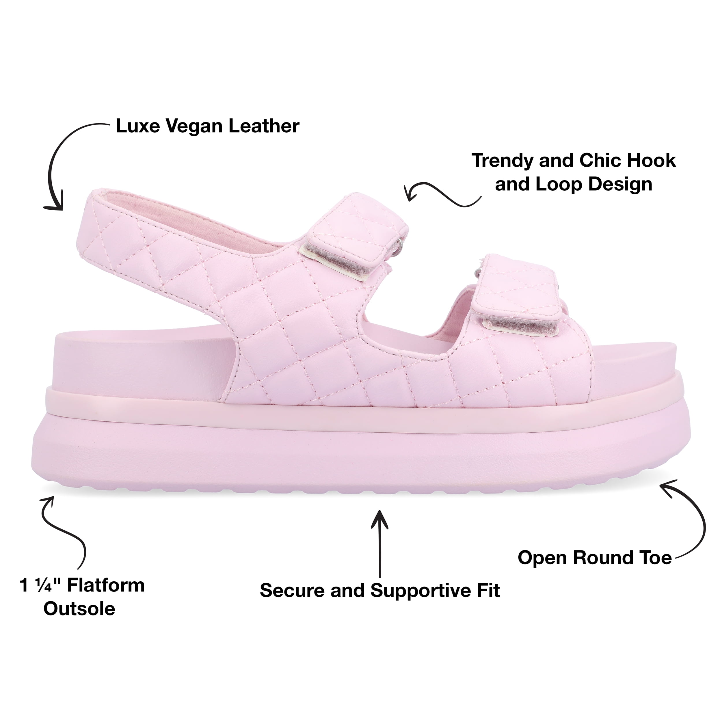 Journee Womens Debby Hook and Loop Platform Sport Sandals