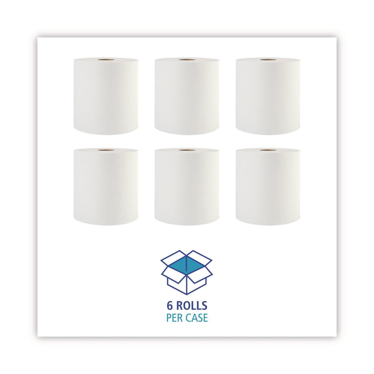 Boardwalk Hardwound White Paper Towels, 1-Ply, 800ft Rolls, Value Pack