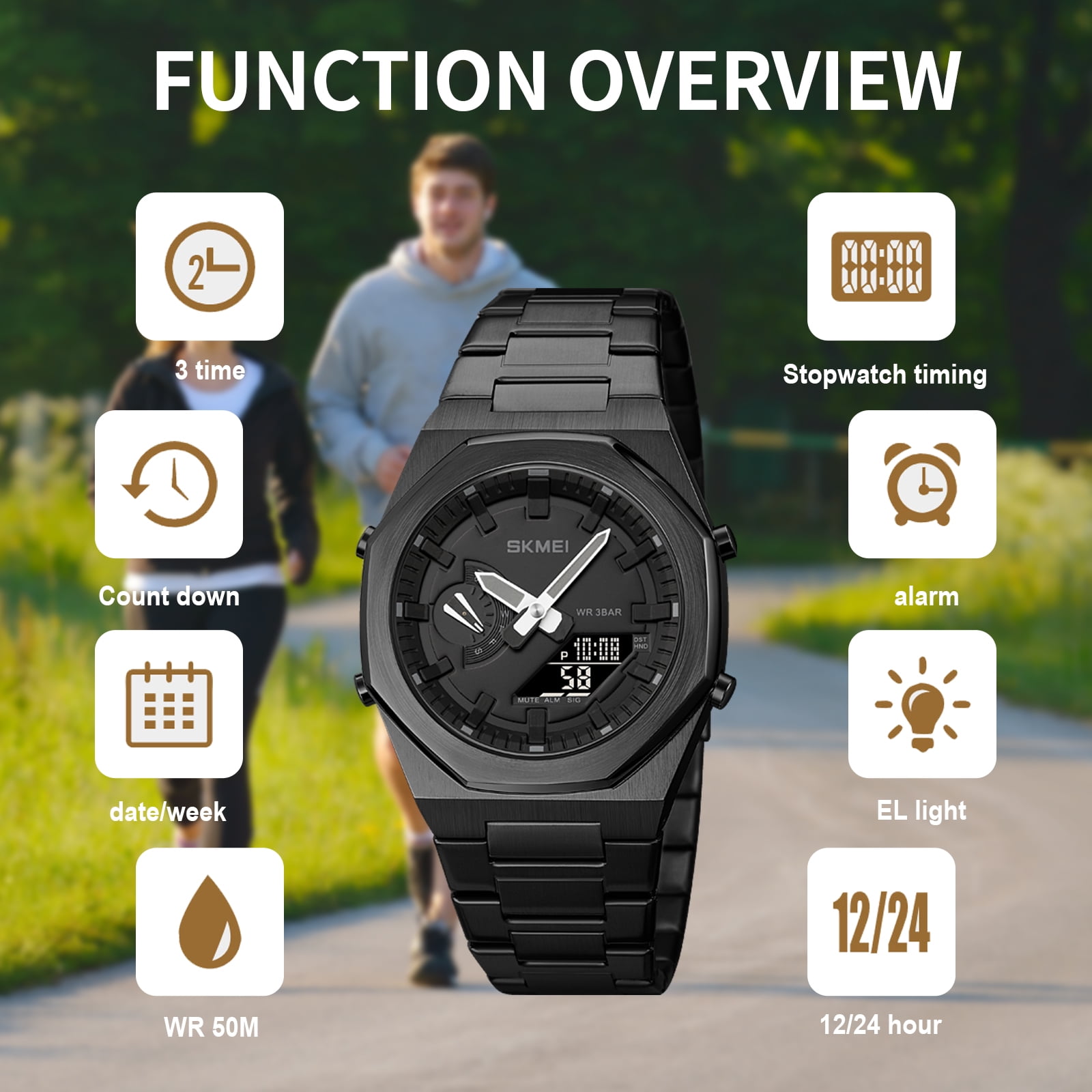 SKMEI Men's Digital Watch, Sports Waterproof Military Watches for Men LED Casual Stopwatch Alarm Tactical Men's Wrist Watches