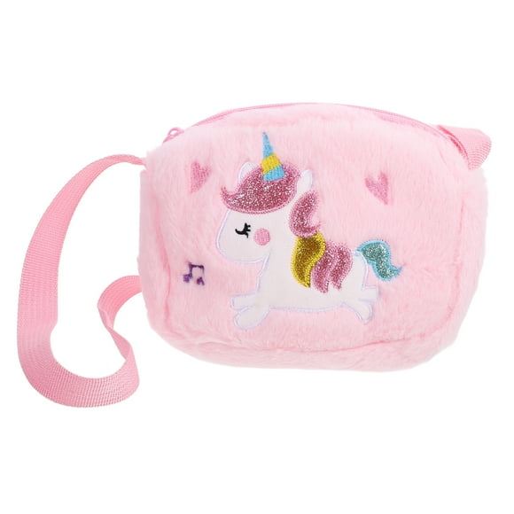 Bolso de mano de unicornio esponjoso y peludo, bolso cruzado de peluche, bolso de unicornio para niñas
