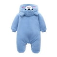 thumbnail image 4 of Up to 30% off Girls Fashion Solid Color Cute Plush Thickening Keep Warm Bear Ear Jumpsuit 3 Months, 4 of 5