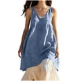thumbnail image 2 of TKYCMSUAKI Women's Cotton Linen Dresses Plus Size V Neck Sleeveless Tank Dress Loose Fit Solid Color Textured Sundress Summer Beach Dress, 2 of 7