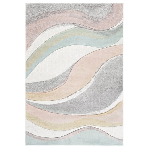 SAFAVIEH Hollywood Dalton Abstract Area Rug, Grey/Pink, 2'7" x 5'