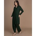 thumbnail image 6 of Moomaya Women's Indo-Western Co-Ord Set | Rayon Asymmetric Long Kurta With Palazzo Pants | 2-Piece Outfit With 3/4 Sleeves & V-Neck - Comfortable & Breathable, 6 of 8