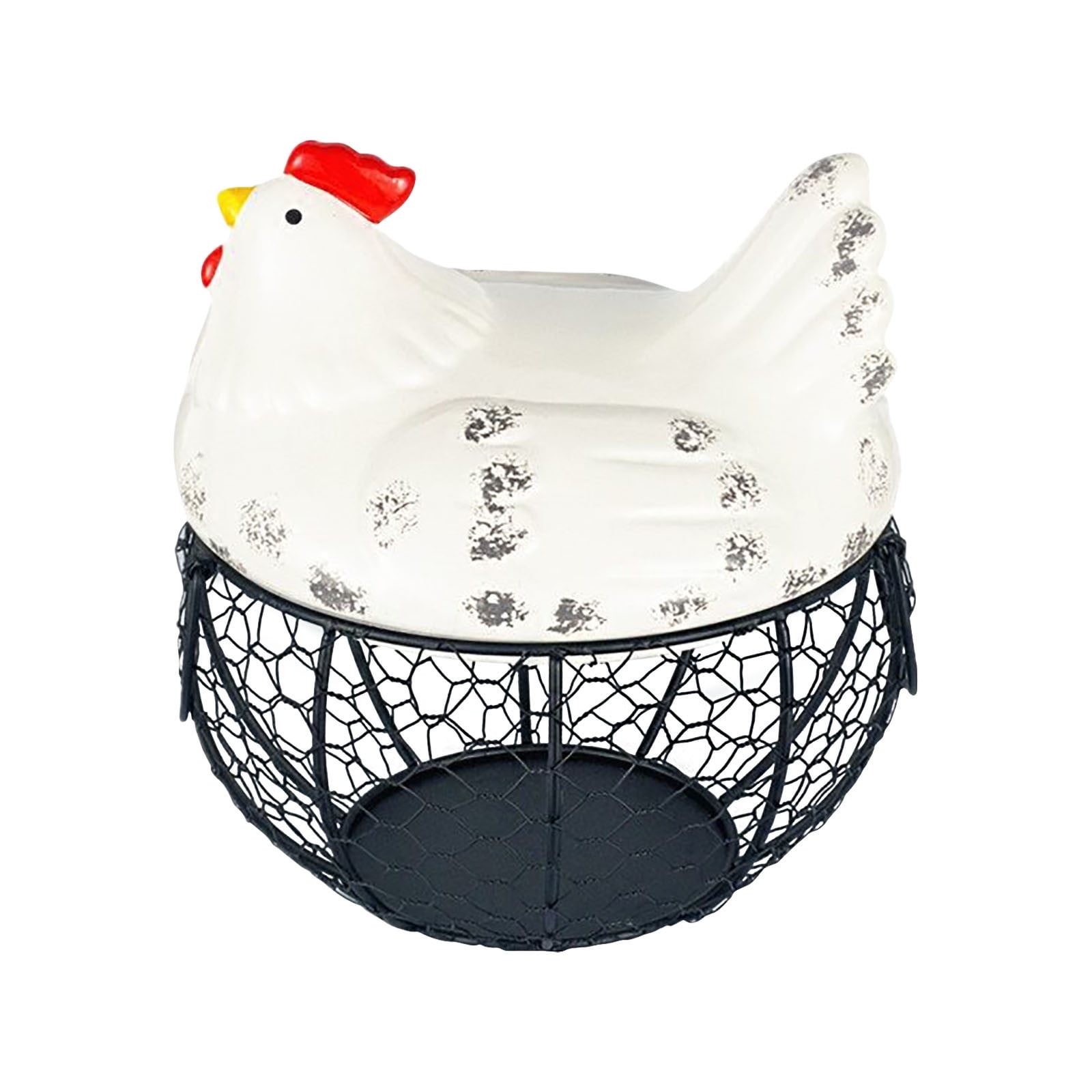 Hen-Shaped Iron Egg Basket, Chicken Egg Holder, Farmhouse Style Storage Container, Hollowed-Out Basket for Potatoes, Garlic, Kitchen Countertop Organizer, Decorative Egg Tray, HAODEJW