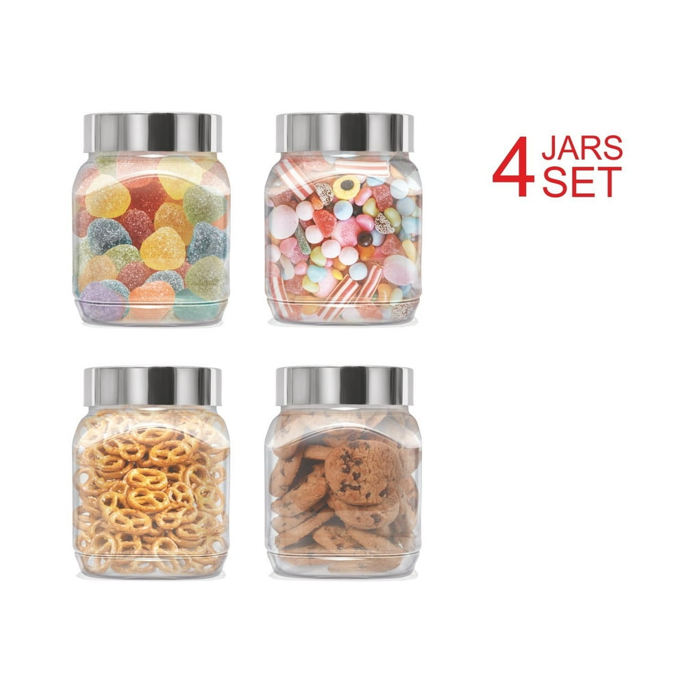 Plastic Jars Set; Milton Food Storage Containers Clear Square