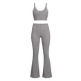 thumbnail image 7 of Sahpxhe 2 Piece Workout Sets for Women Scoop Neck Crop Tank Top High Waisted Flare Leggings for Yoga Gym Gray XXL, 7 of 7