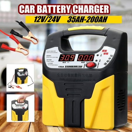 LCD Auto Car Battery Charger 12V/24V, 110V Vehicle Jump Starter Car Booster Power Bank 35AH-200AH Safety Protection For Car Van