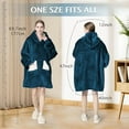 thumbnail image 5 of Wearable Blanket Hoodie, Oversized Sherpa Blanket Sweatshirt with Hood Pocket and Sleeves, Gifts Hooded Blanket for Adult Women Men (Dusty Blue), 5 of 7