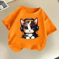 thumbnail image 2 of T-Shirt Graphique à Manches Courtes pour Enfants, Mélange Doux Polyester-Spandex, Col Rond, Imprimé Chat Mignon, Tenue Décontractée pour Garçons et Filles, Âges 2-14, 2 of 8