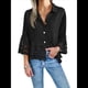 thumbnail image 3 of Blusa Informal con Mangas Acampanadas 3/4 para Mujer, con Botones y Dobladillo con Volantes, con Ojales Negro M, 3 of 8