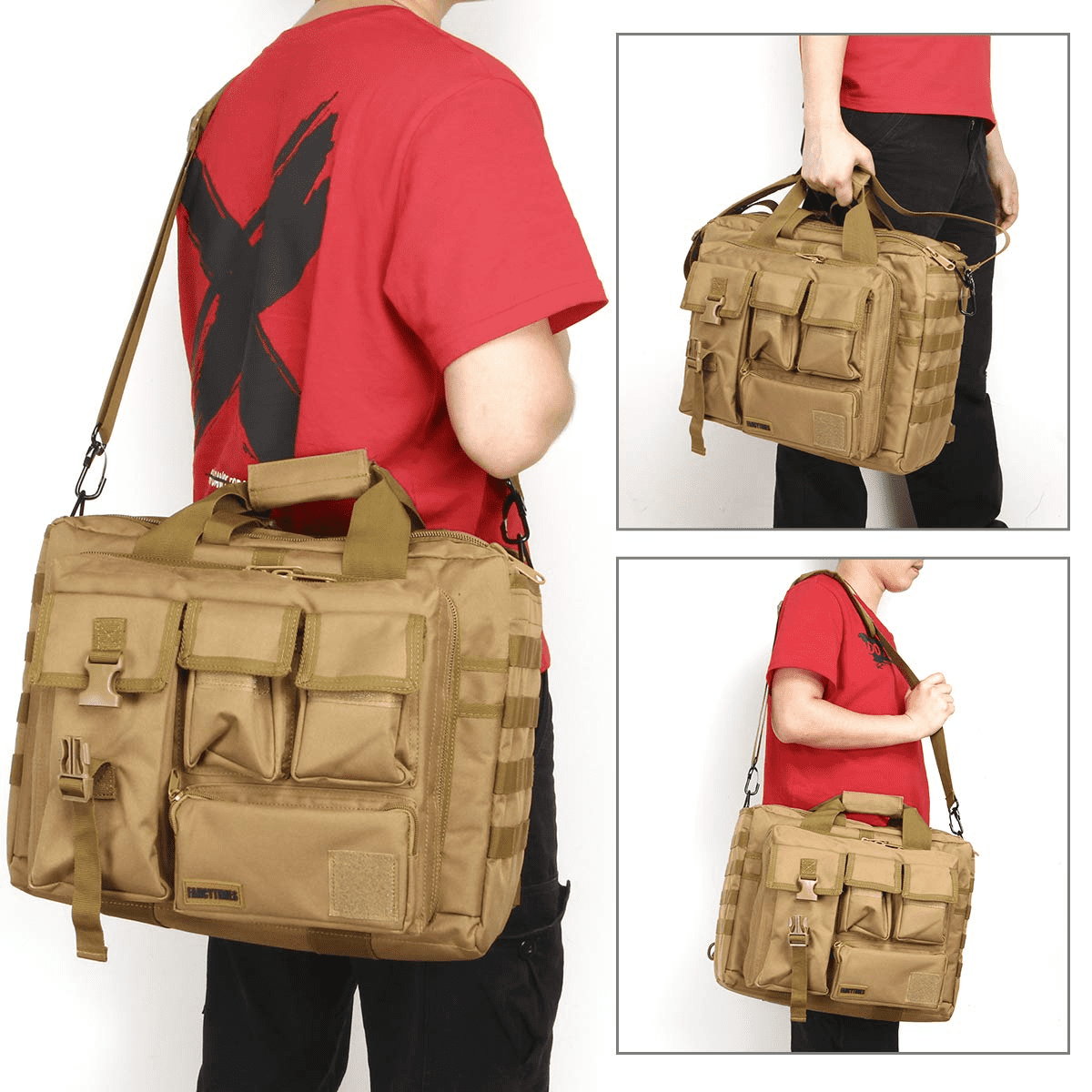BAIGIO Tactical Shoulder Messenger Bag Mens MOLLE Handbag 14 Inch Laptop Computer Briefcase for Outdoor Sports Everyday Use 