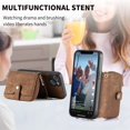 thumbnail image 3 of SaniMore for iPhone 14 (6.1 inch 2022) Case,Wear-resistant PU Leather Skin + Zipper Purse Card Slots Removeable Crossbody Lanyard Stand Shell Shockproof Anti-scratch Drop-resistant, Brown, 3 of 11