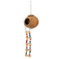 thumbnail image 2 of Nido de loro de cáscara de coco, columpio, cama, cueva, juguetes con escalera, natural, Happy House Pet Supply, 2 of 10