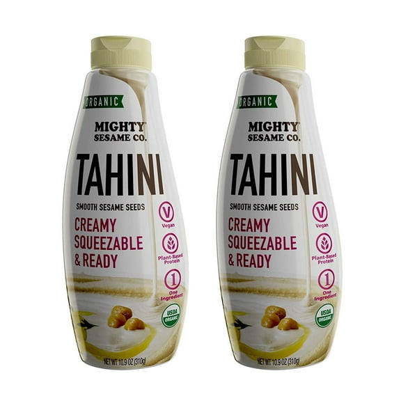 Mighty Sesame Co. Organic Tahini, Squeezable Creamy & Ready Tahini Paste, 10.9oz 2 Pack Just One Ingredient, Gluten Free, Vegan, Non GMO, Keto Friendly, Kosher