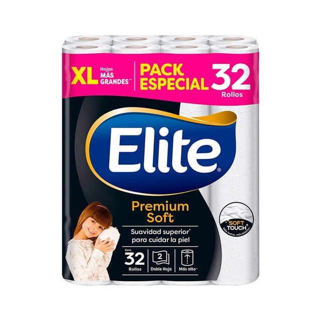 Elite Papel Higienico Premium Soft 32 Rollos de 190 hojas dobles
