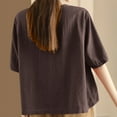 thumbnail image 5 of V Cuello Blusas para las Mujeres, de Moda Retro Bordado Cuello Redondo Cinco Cuartos de Manga para el Uso Casual, 5 of 5