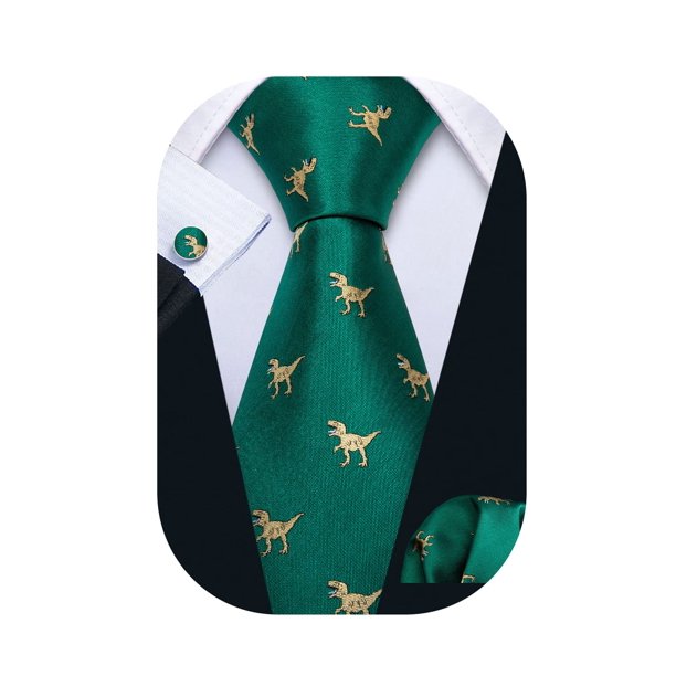 Set de Corbata Barry.Wang Dinosaurio de Seda 150 cm con Gemelos
