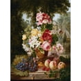 thumbnail image 2 of Wainwright, William John 15x18 White Modern Wood Framed Museum Art Print Titled - A Vase of Summer Flowers and Fruit, 2 of 4
