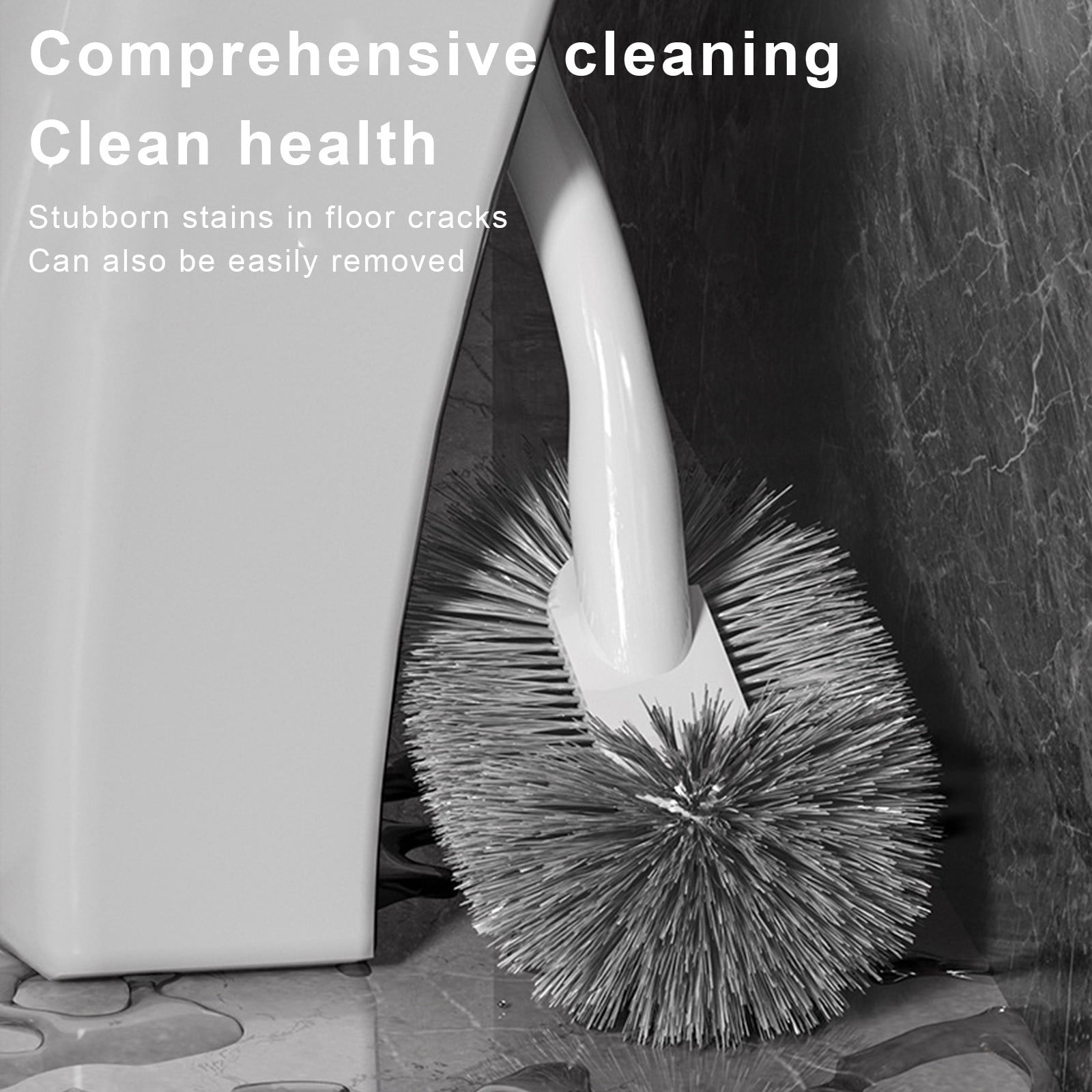 Toilet Bowl Brush Set with 2 Types of Brushes, Stiff Brush and Slit Brush for Thorough Toilet Cleaning, Flexible and Hygienic Design