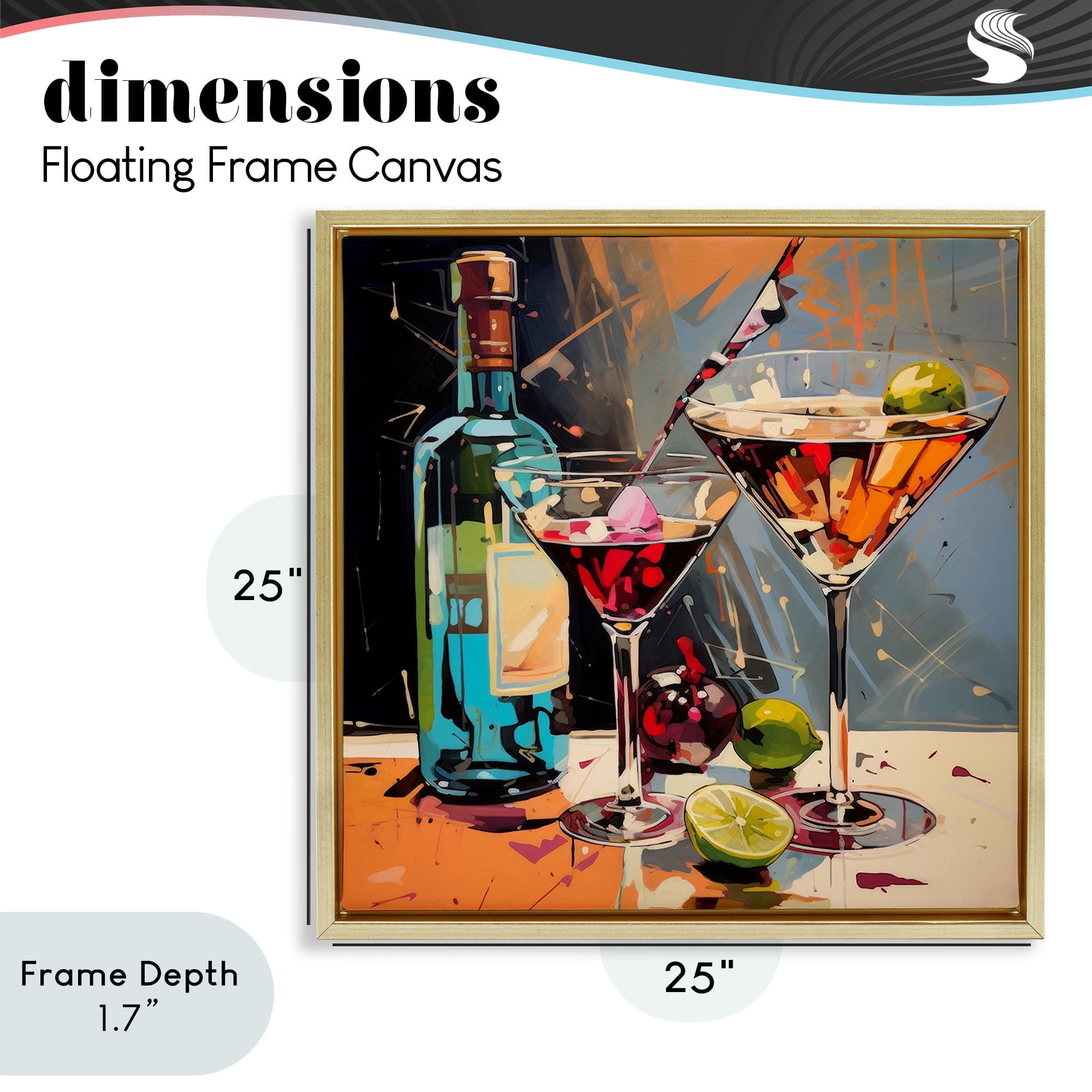 Stupell Industries Every Sip of Martini Night Gold Framed Floater Canvas Wall Art, design by Lazar Studio