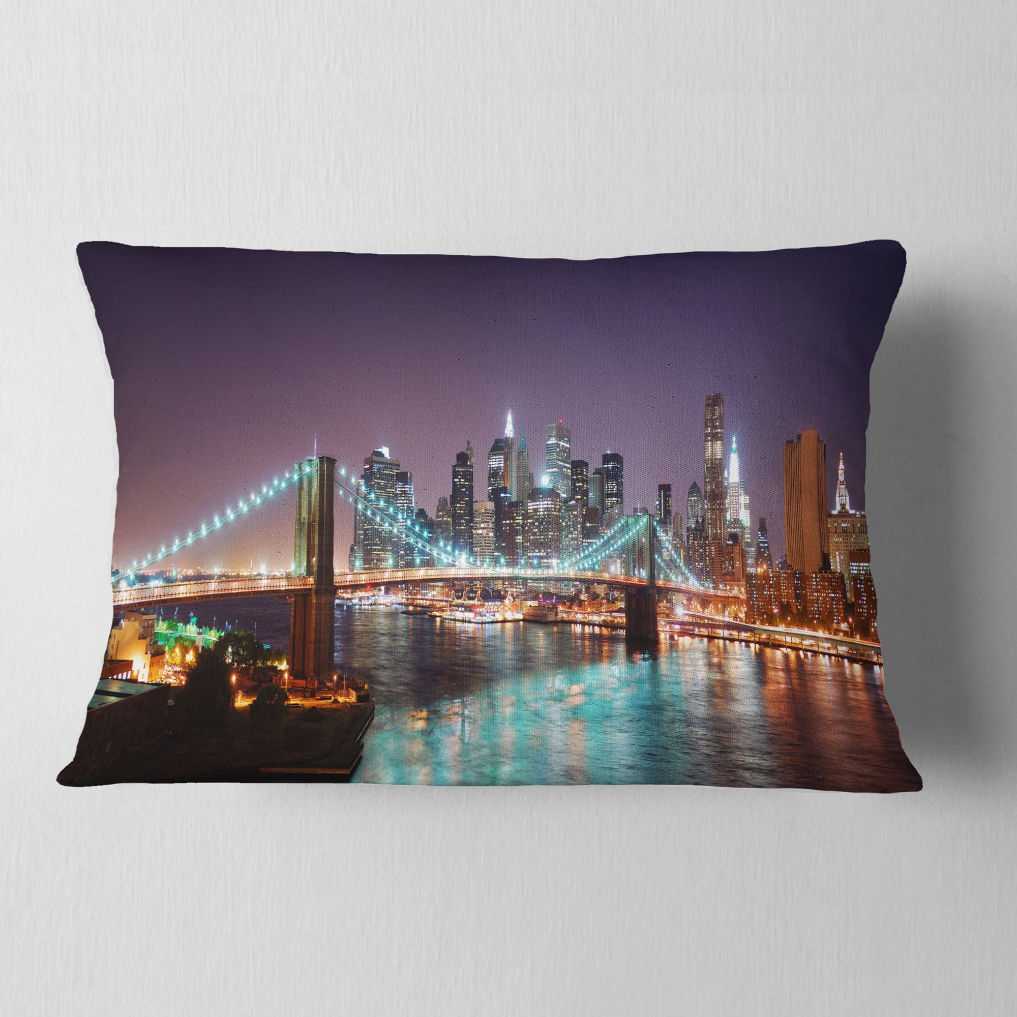 Designart Hudson River Panoramic View - Landscape Photography Throw Pillow - 12x20