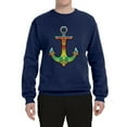 thumbnail image 2 of Trippy Mandala Nautical Colorful Mosaic Anchor | Mens Fashion Crewneck Graphic Sweatshirt, Navy, X-Large, 2 of 4