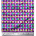 thumbnail image 1 of Soimoi Purple Poly Georgette Fabric Diamond Geometric Fabric Prints By Yard 52 Inch Wide, 1 of 5